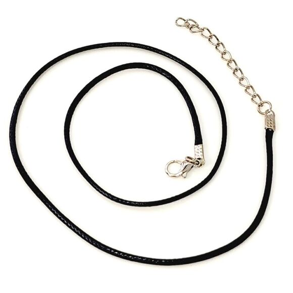 1.5 mm Black Leather Cord Rope Lobster Clasp Necklace Chain (One Piece) - Picture 1 of 1